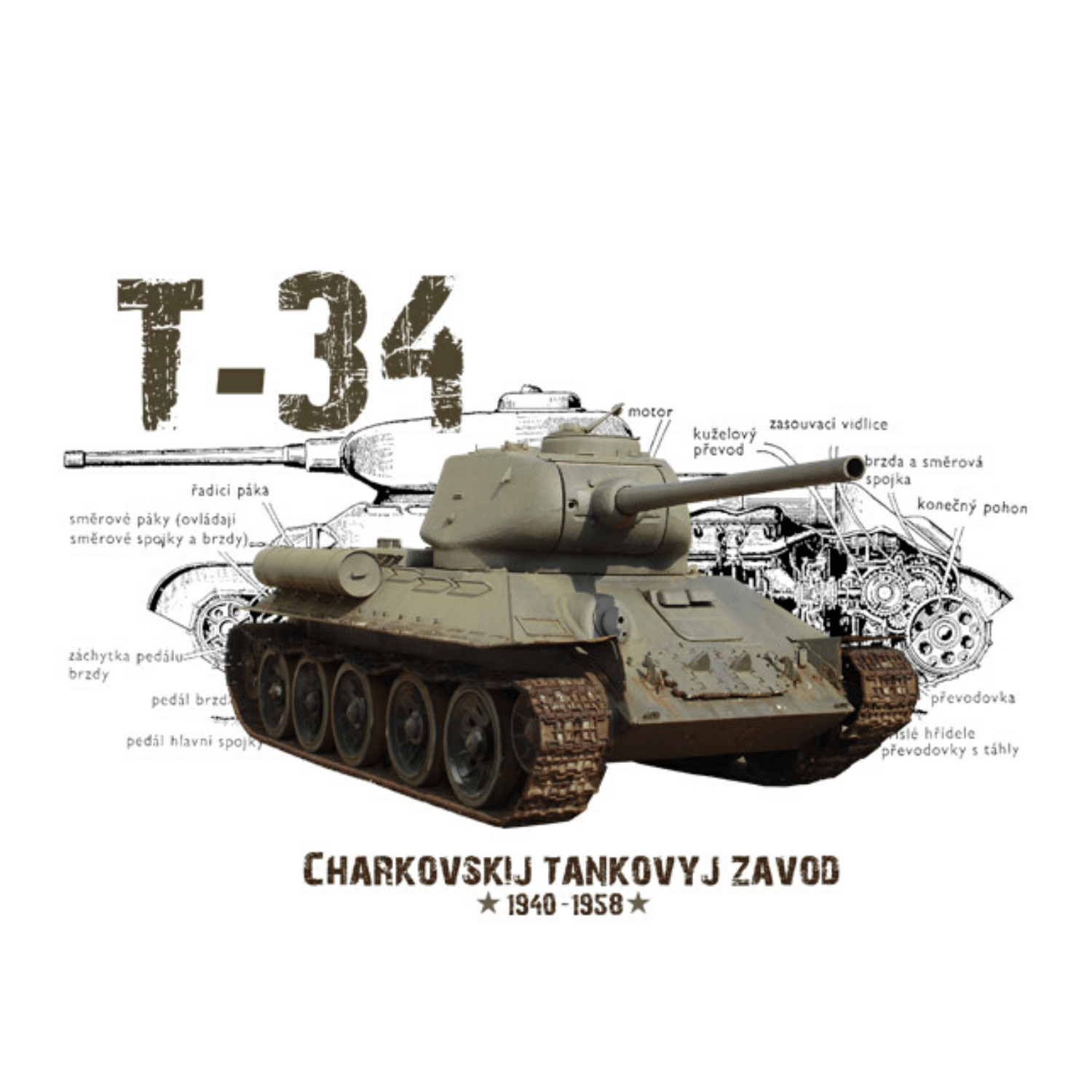 Tank T-34 Tričko - Olivové